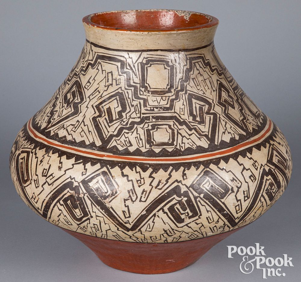 Appraisal: Large Shipibo polychrome olla Large Shipibo polychrome olla h dia