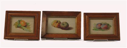 Appraisal: American School th century three studies of fruit Plums apples