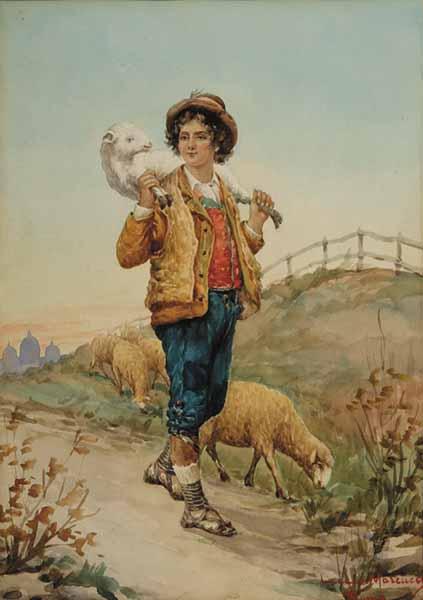 Appraisal: Italian School th c The Shepherd Boy watercolor on paper