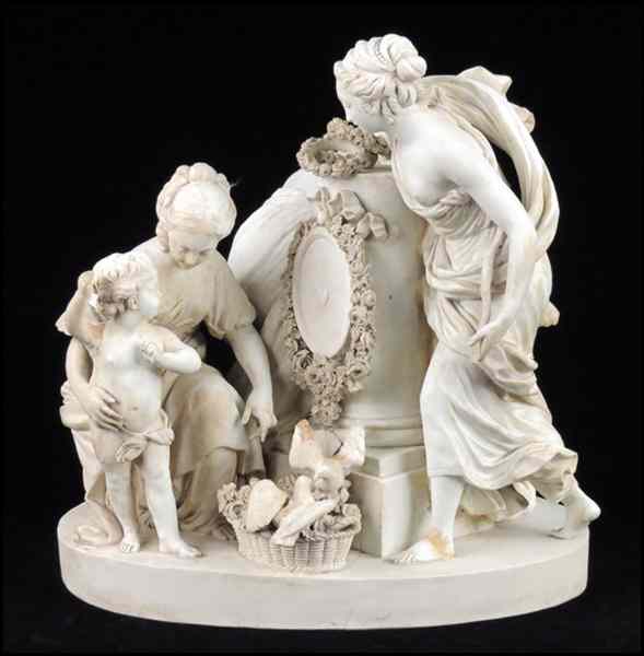 Appraisal: CONTINENTAL BIQUE PORCELAIN FIGURAL GROUP Depicting nude maidens cherubs and