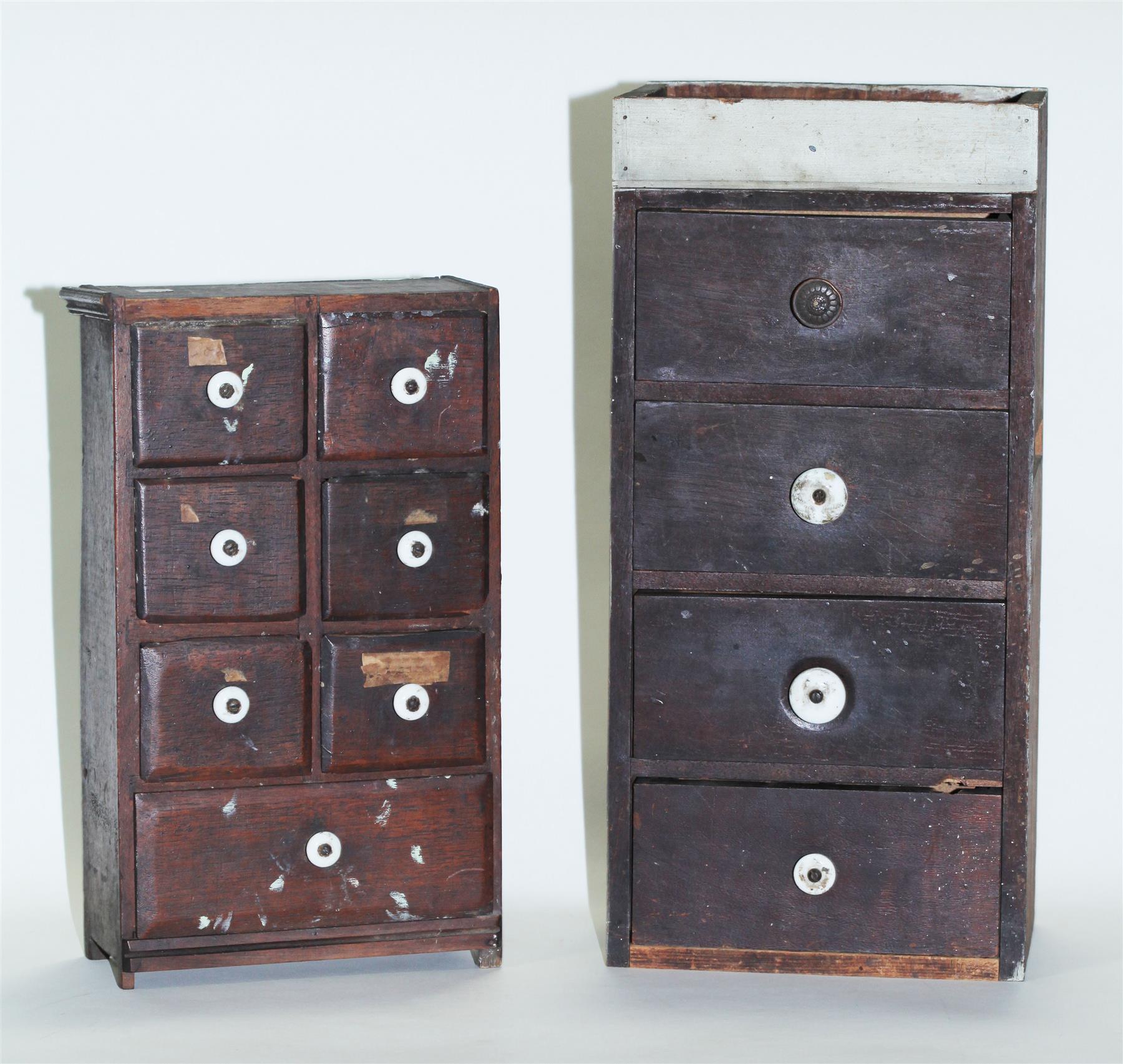 Appraisal: TWO CASES WITH DRAWERS American late th century Walnut and