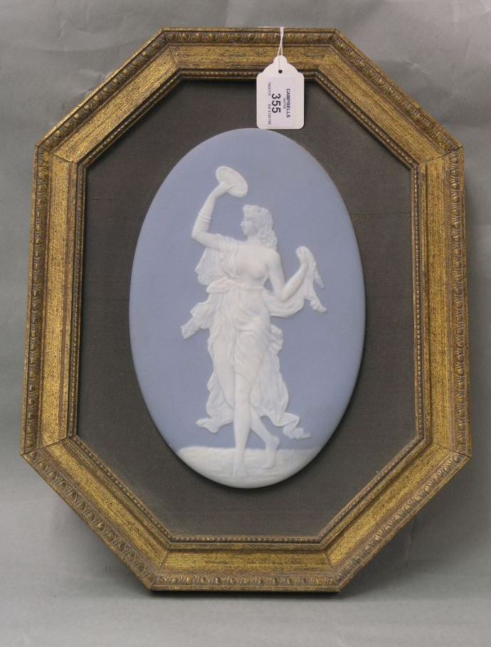 Appraisal: Three th century oval 'blue jasper' porcelain plaques probably French