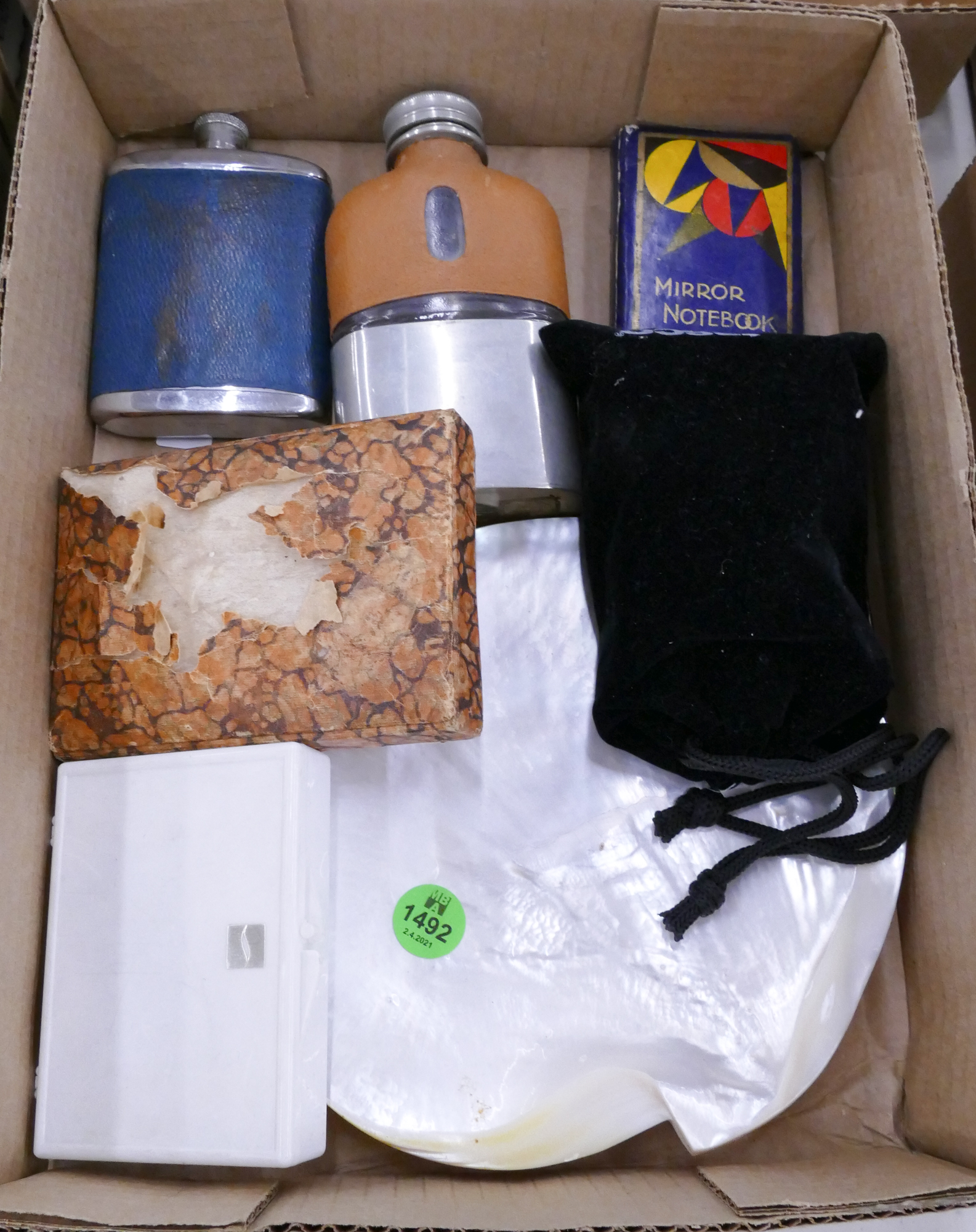 Appraisal: Box Old Flasks Etc