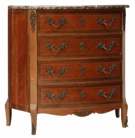 Appraisal: French Louis XV style marble-top commode th c bowfront case