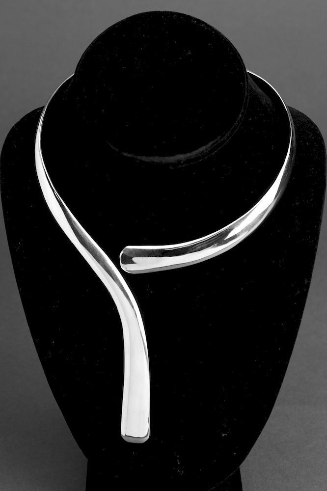 Appraisal: Taxco Mexican Sterling Silver Modernist Necklace Taxco Mexican sterling silver