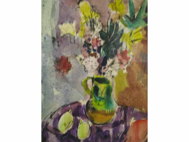 Appraisal: Francis Chapin Watercolor Still life with flowers in a pitcher