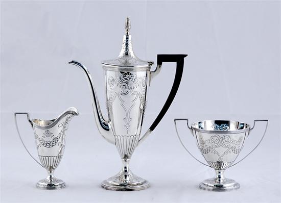 Appraisal: Gorham silver coffee service circa elongated form decorated in the