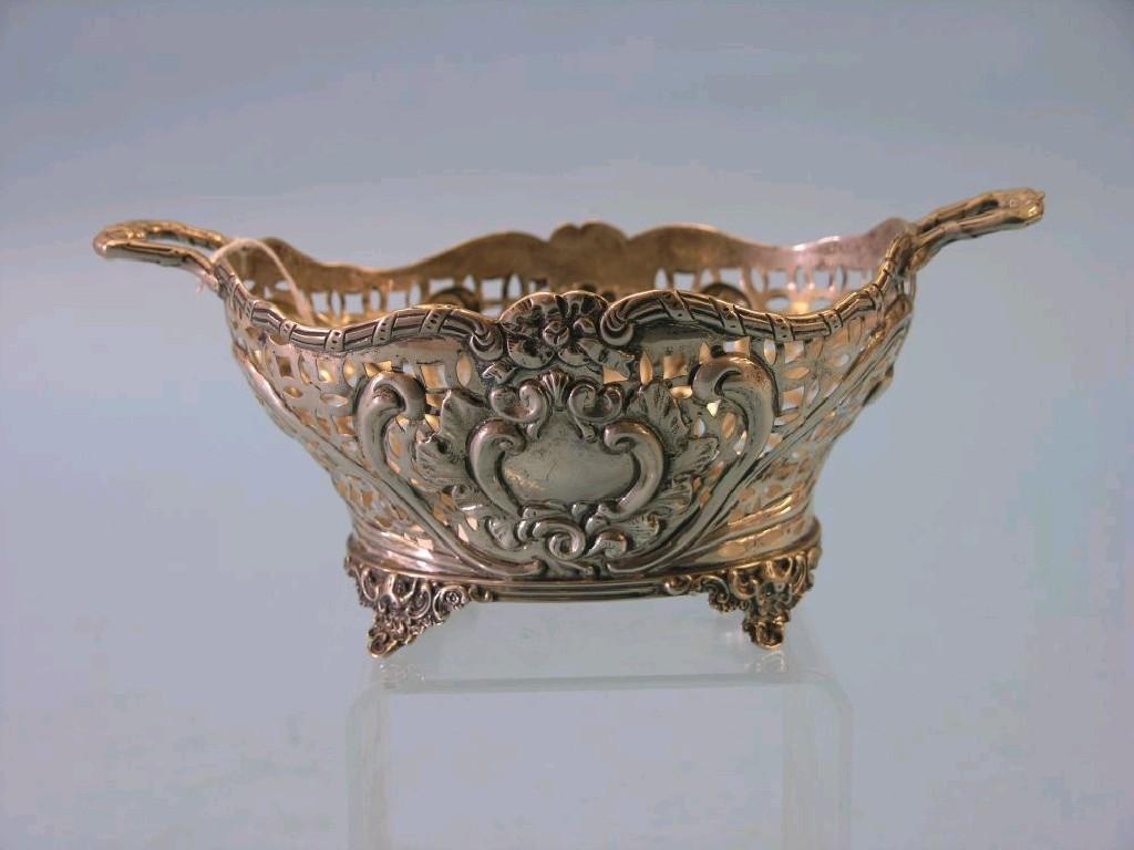 Appraisal: A late Victorian pierced silver bon-bon dish oval two-handled form