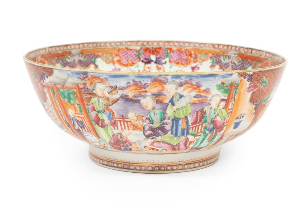 Appraisal: CHINESE EXPORT FAMILLE ROSE PORCELAIN PUNCH BOWLChinese Export Famille Rose