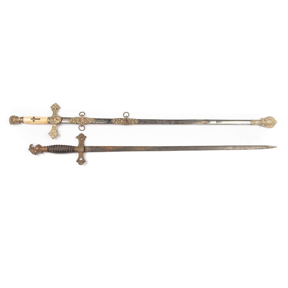 Appraisal: Two Fraternal Swords One marked KSA and other with scabbard