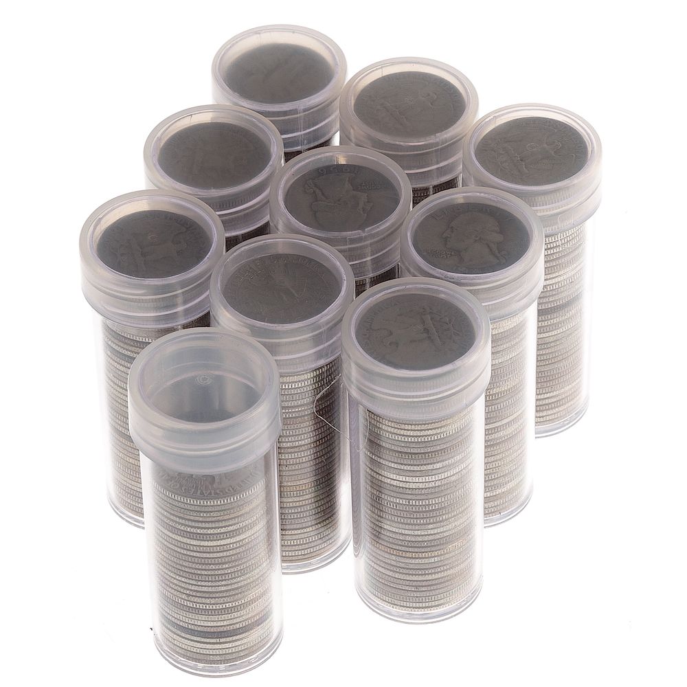 Appraisal: Silver Quarters Face Silver quarters in plastic rolls The face