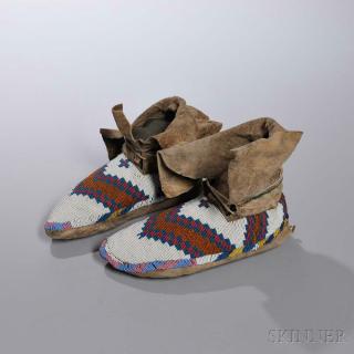 Appraisal: Blackfeet Beaded Hide Moccasins c last quarter th century beaded