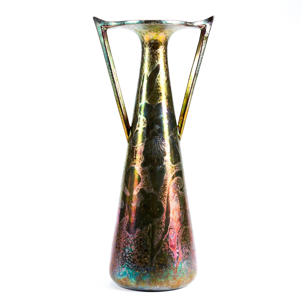 Appraisal: Frederic Danton Limoges Metallic Luster Floral Vase Frederic Danton French