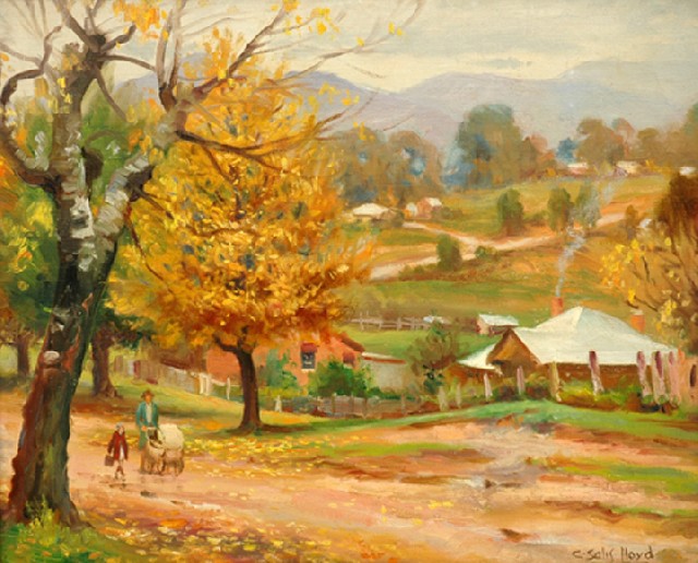 Appraisal: C Salis Lloyd - circa Autumn Tones oil on canvasboard