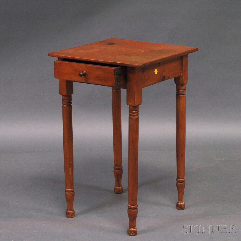 Appraisal: Late Federal Pine One-drawer Stand th century with square top