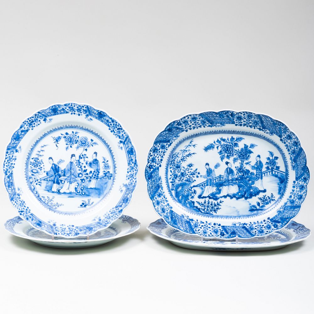 Appraisal: Pair of Chinese Export Blue and White Porcelain Platters and