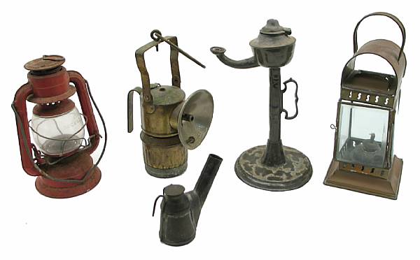 Appraisal: A group of th century and earlier lamps wax jacks