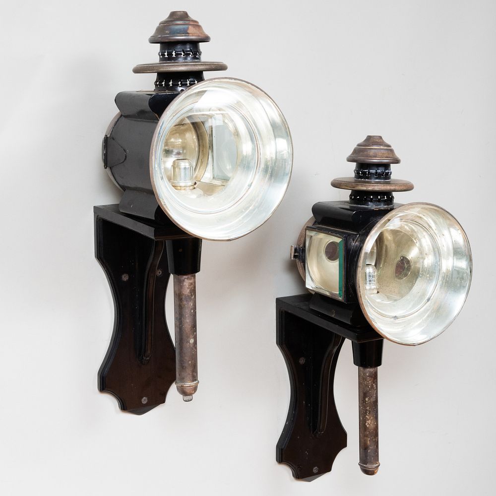 Appraisal: Pair of English Painted Metal Carriage Lights and a Pair