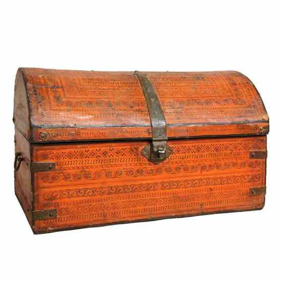 Appraisal: A South Indian Red Lacquer Kathakali Box th century having