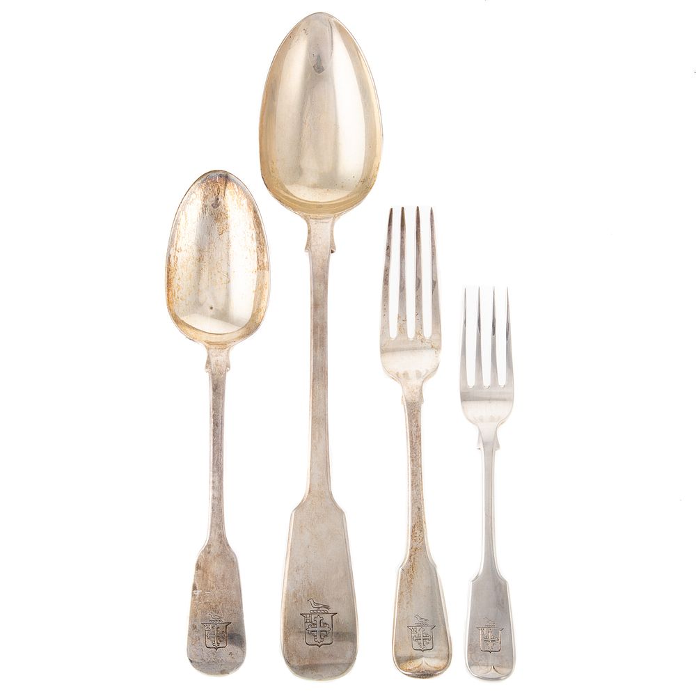 Appraisal: Assembled George III Victorian Silver Flatware By various makers Including