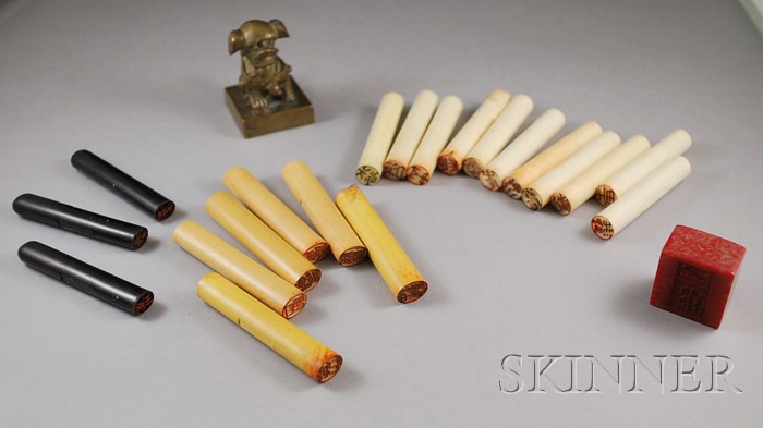 Appraisal: Approximately Twenty-two Asian Seals comprised of ivory bone wood and