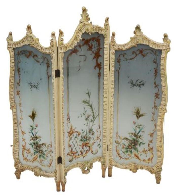 Appraisal: French Louis XV style three-panel floor screen early th c