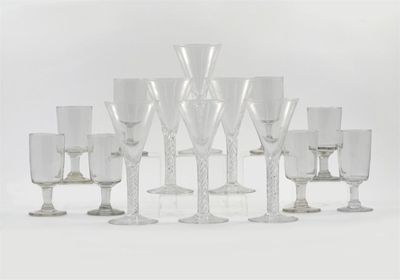 Appraisal: A set of six wine glasses with flared bowls raised