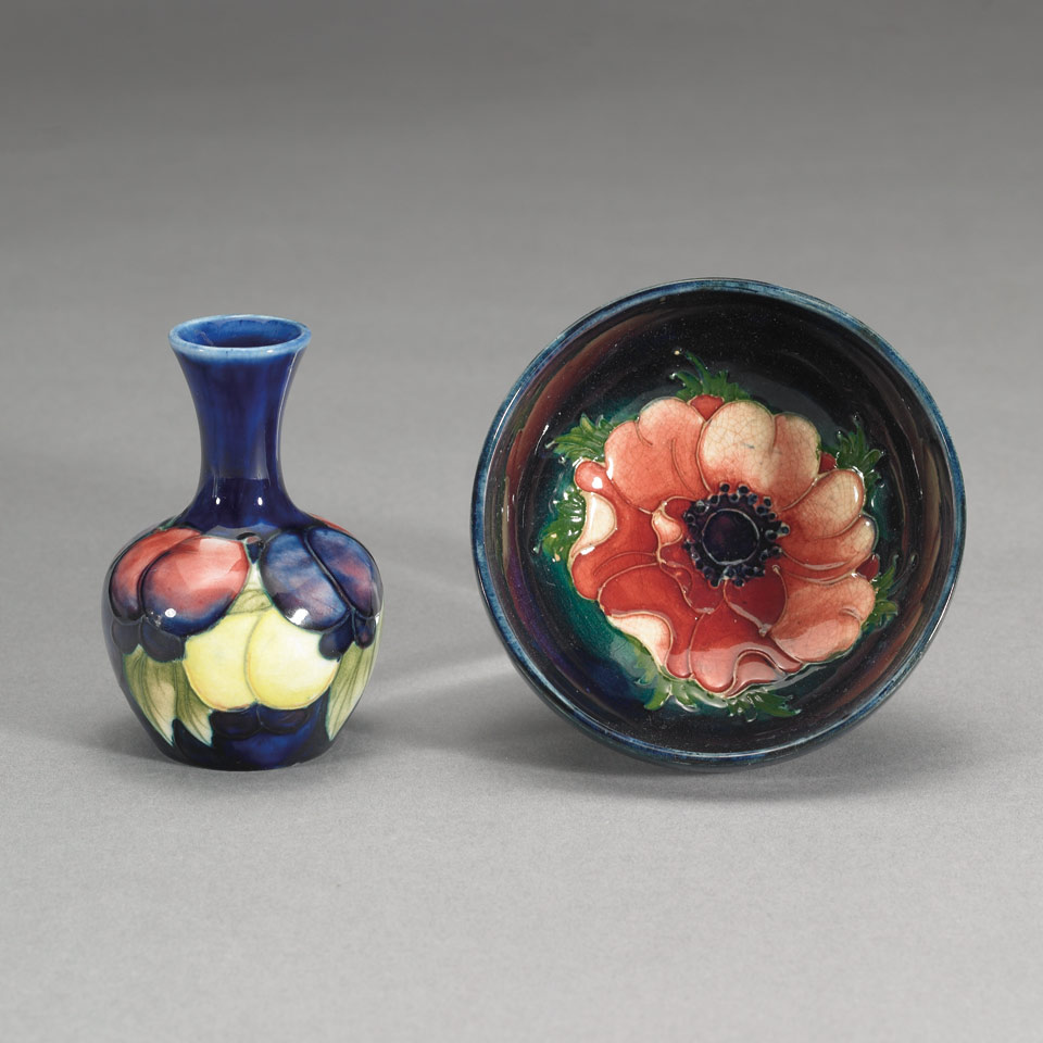 Appraisal: Moorcroft Wisteria Vase and Anemone Bowl c impressed marks the