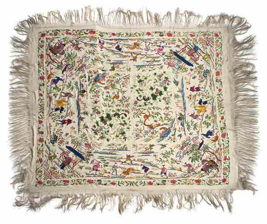 Appraisal: A Silk Embroidered Piano Shawl th century having a fringed