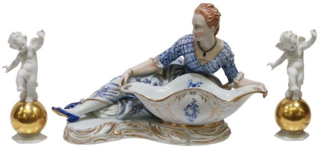 Appraisal: lot of Continental porcelain figures including Capodimonte figural sweetmeat dish