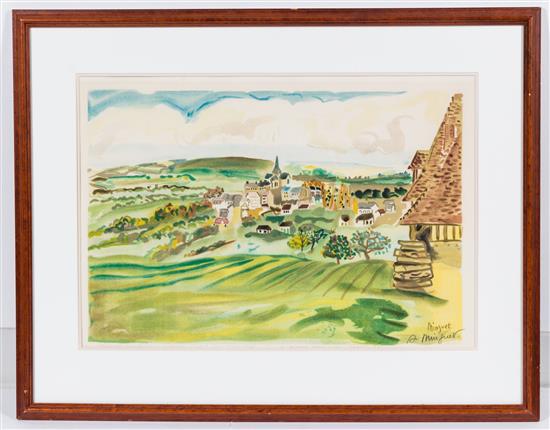 Appraisal: Sale Lot Alexandre Minguet French b Village Scene lithograph signed