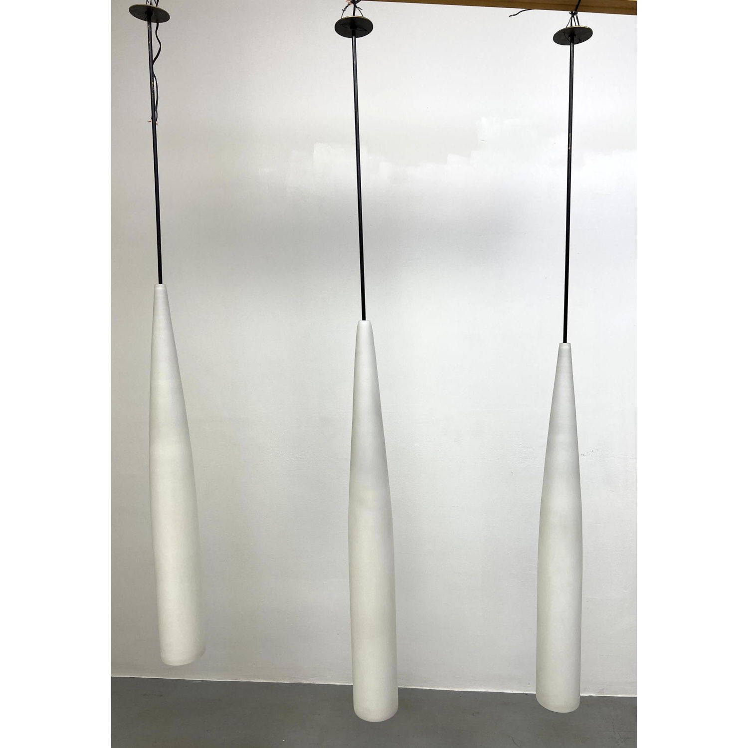 Appraisal: VISTOSI Long glass pendant light fixtures Glass shade is inches