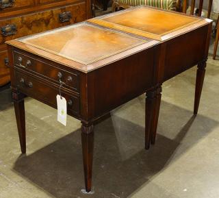 Appraisal: Pair of Mid Century occassional tables each having a leather