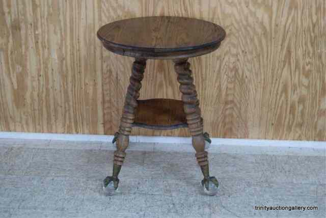 Appraisal: Antique Oak Barley Twist Ball Claw Side TableFrom the late