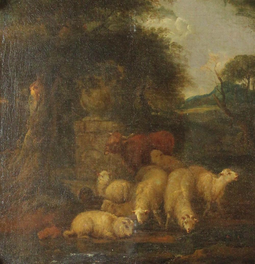 Appraisal: STYLE OF NICHOLAES BERCHEM DUTCH TH CENTURY SHEEP AND CATTLE