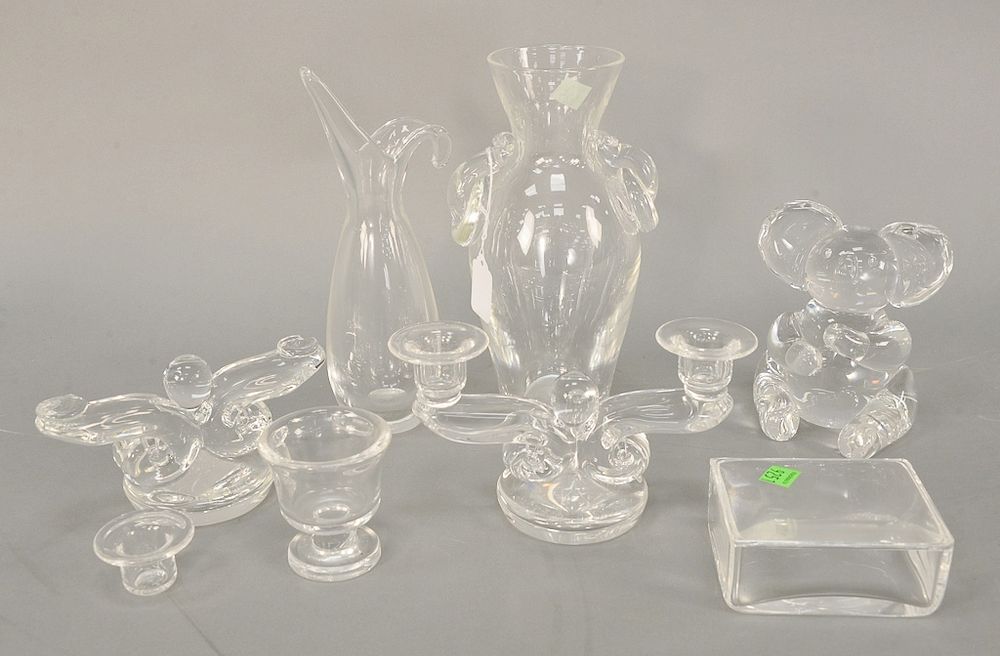 Appraisal: Seven piece Steuben crystal group to include large Steuben koala