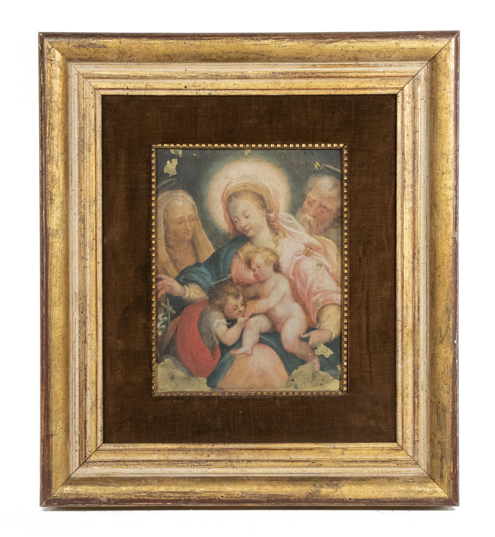 Appraisal: TH C FLEMISH ECCLESIASTICAL PAINTING Madonna and Child with Baby