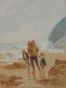 Appraisal: R Douglas British - A watercolour coastal scene '' Home