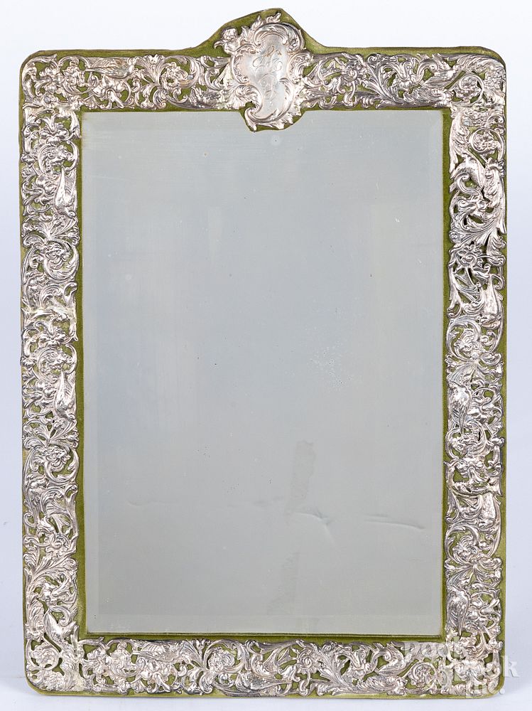 Appraisal: Dominick Haff sterling silver mounted mirror Dominick Haff sterling silver