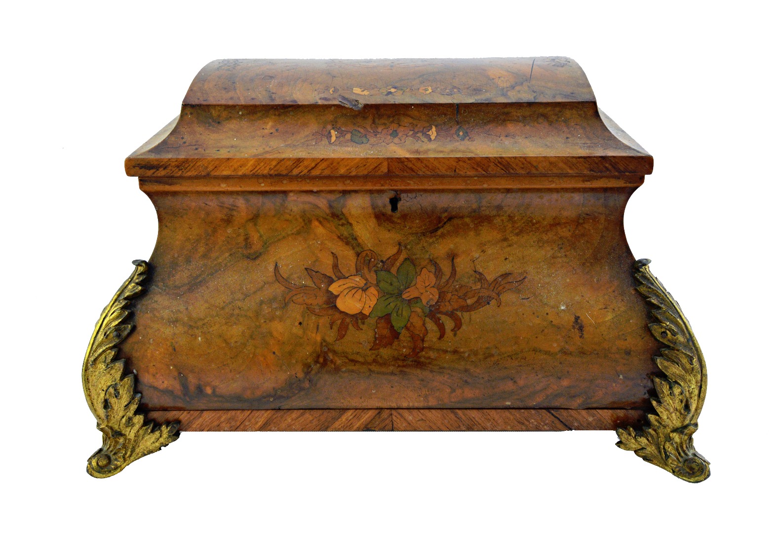 Appraisal: A th century French marquetry inlaid figured walnut gilt metal