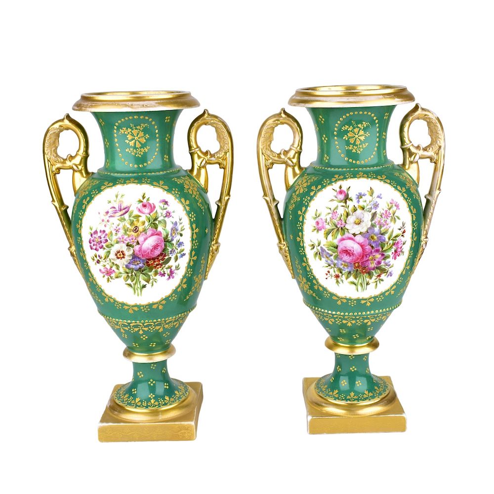 Appraisal: Pair of th Century Russian Popov Factory Urns Pair of