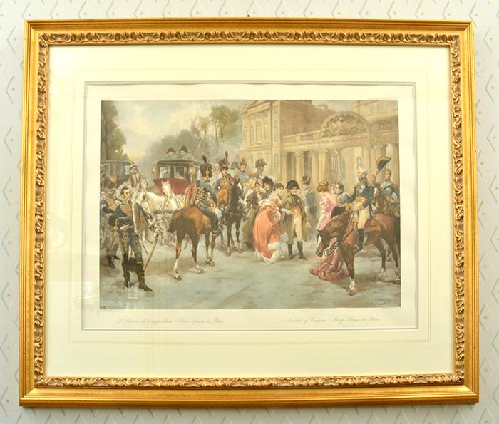 Appraisal: FRAMED COLOURED ENGRAVING ARRIVAL OF EMPRESS MARY LOUISA IN PARIS