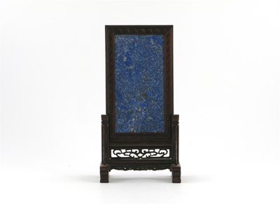 Appraisal: A Chinese lapis lazuli plaque mounted as a small table