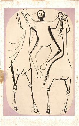 Appraisal: AFTER MARINO MARINI - UNTITLED JUGGLER WITH TWO HORSES Lithograph