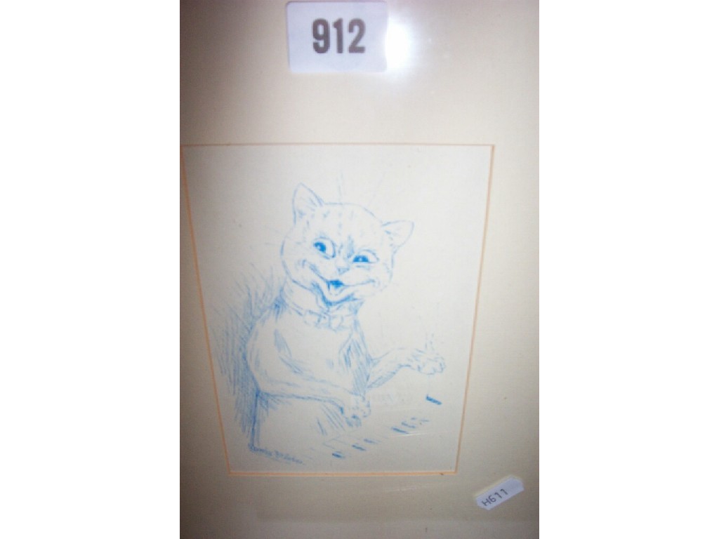 Appraisal: A coloured print after Louis Wain showing a humorous cat