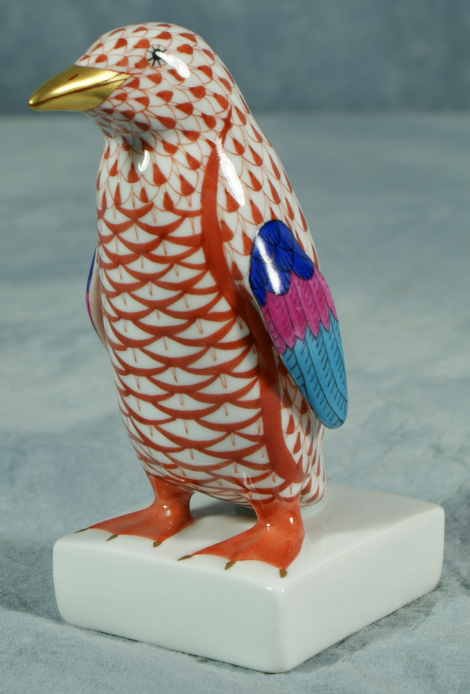 Appraisal: Herend fishnet figurine red penguin tall no damage Estimate -