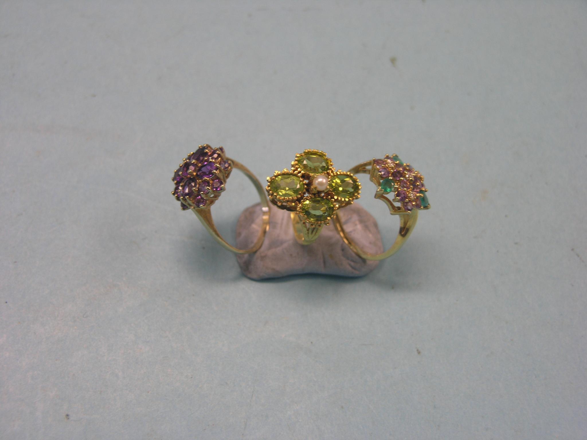 Appraisal: An ct gold dress ring set coloured stones a ct