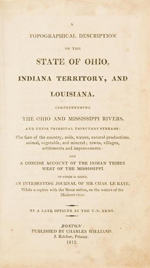 Appraisal: CUTLER Jervis A Topographical Description of the state of Ohio