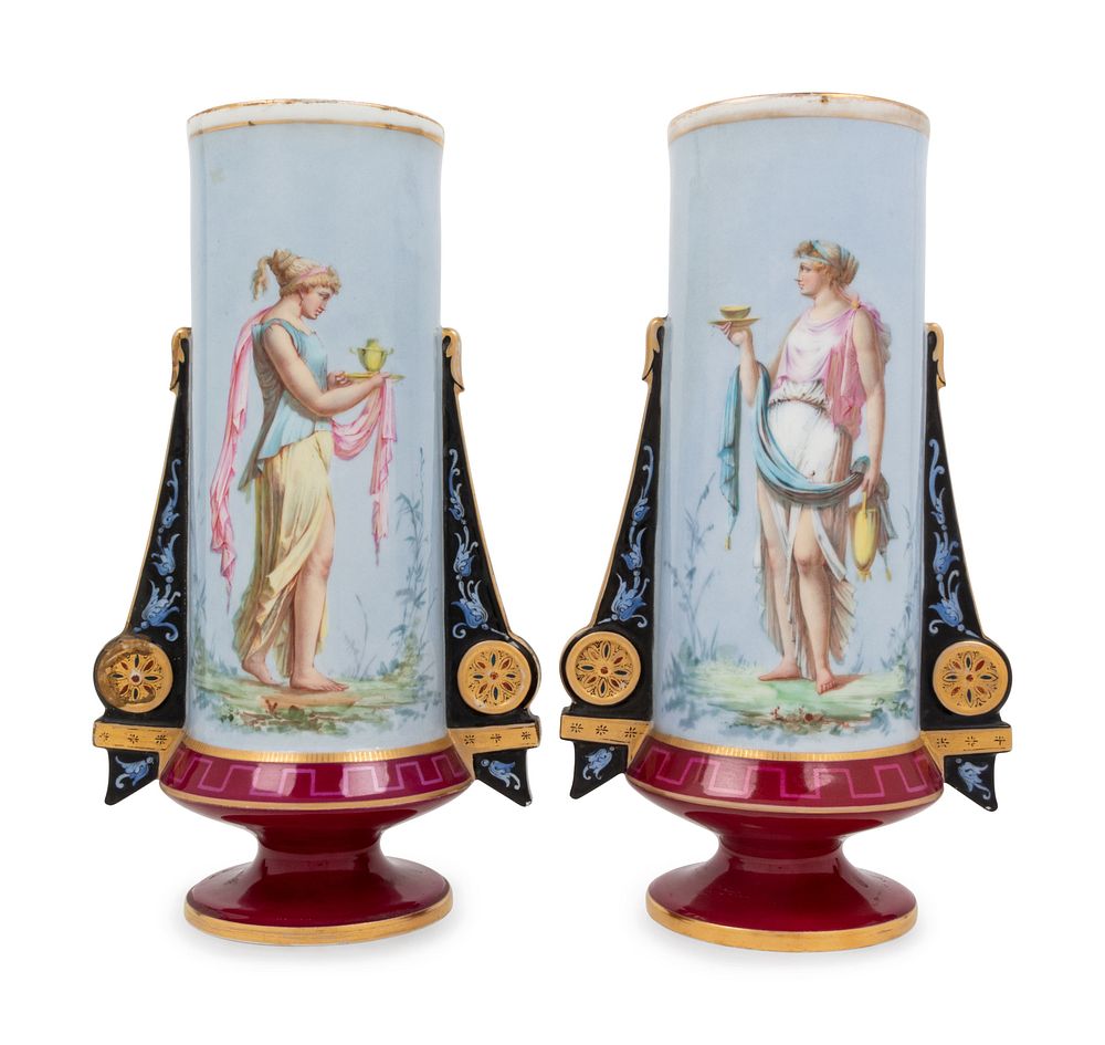 Appraisal: A Pair of Paris Porcelain Vases A Pair of Paris