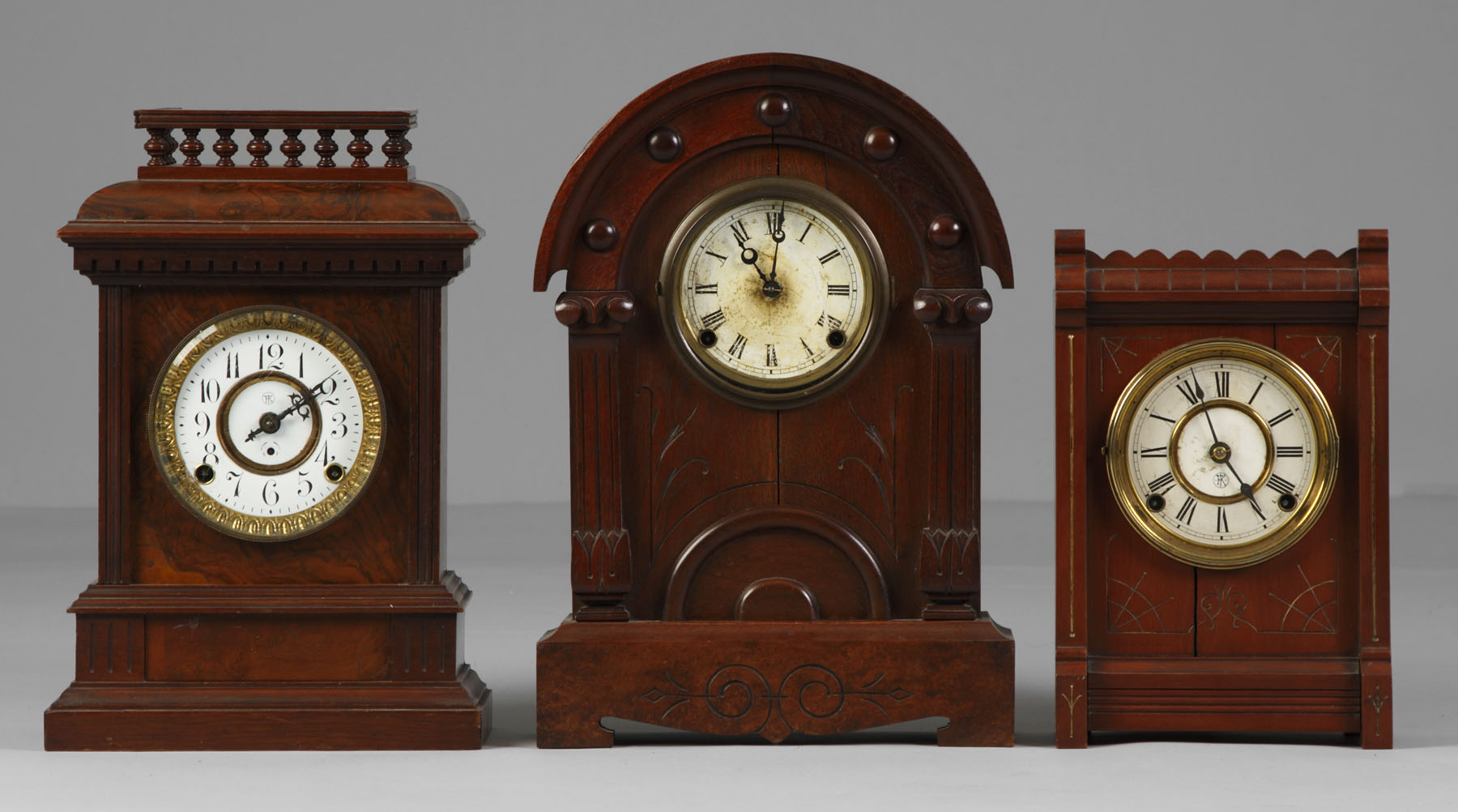 Appraisal: L - Kroeber Sevilla Shelf Clock Walnut burl case with